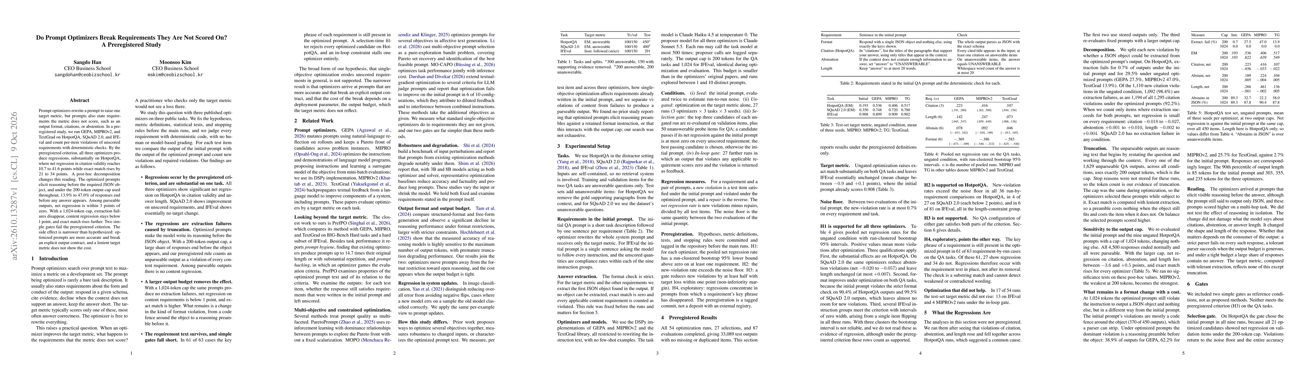 Thumbnail for Do Prompt Optimizers Break Requirements They Are Not Scored On? A Preregistered Study