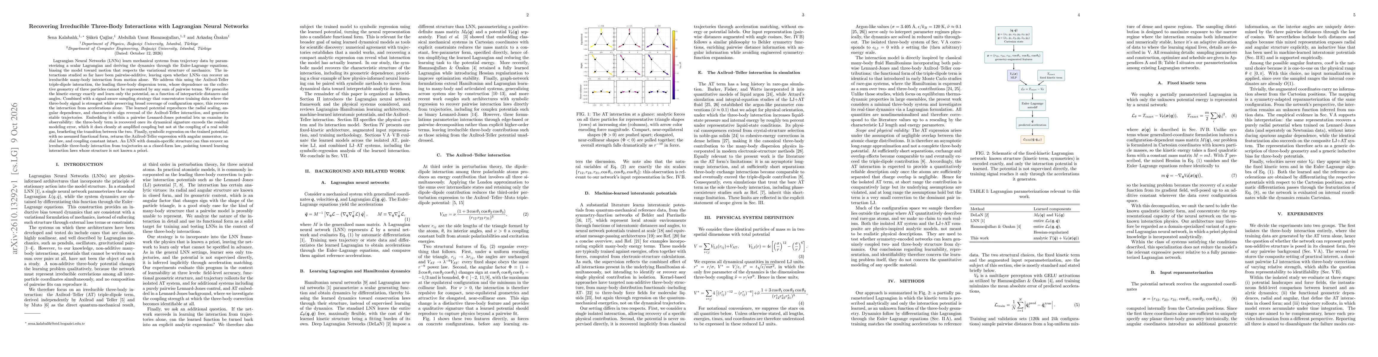 Thumbnail for Recovering Irreducible Three-Body Interactions with Lagrangian Neural Networks