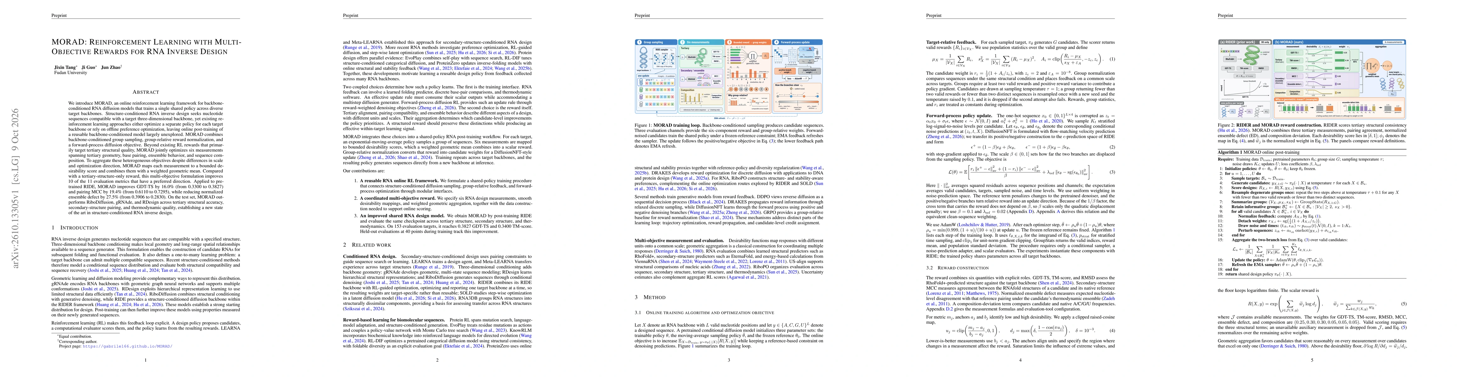 Thumbnail for MORAD: Reinforcement Learning with Multi-Objective Rewards for RNA Inverse Design