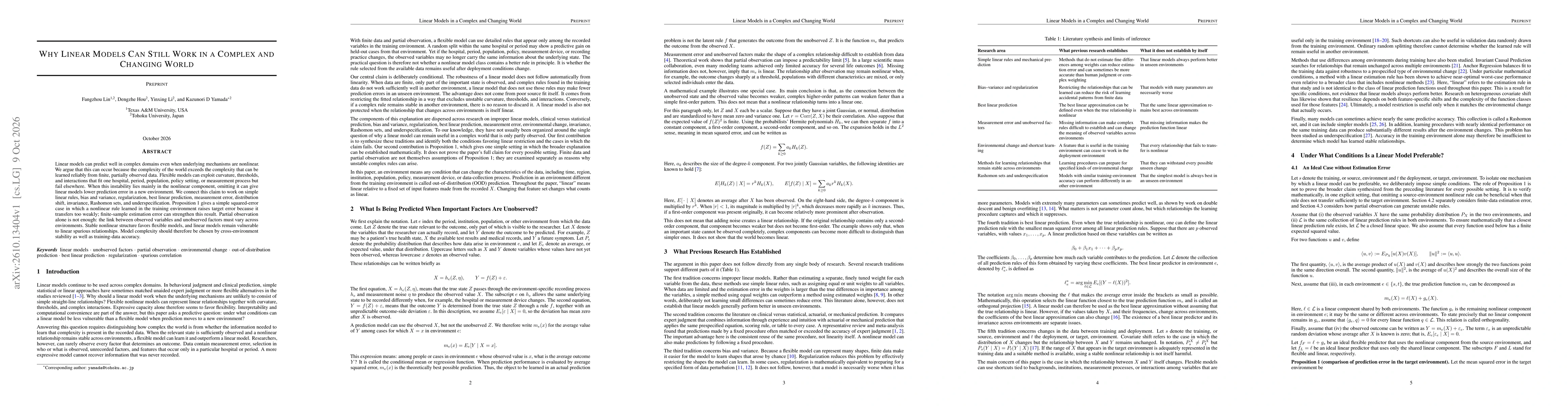 Thumbnail for Why Linear Models Can Still Work in a Complex and Changing World