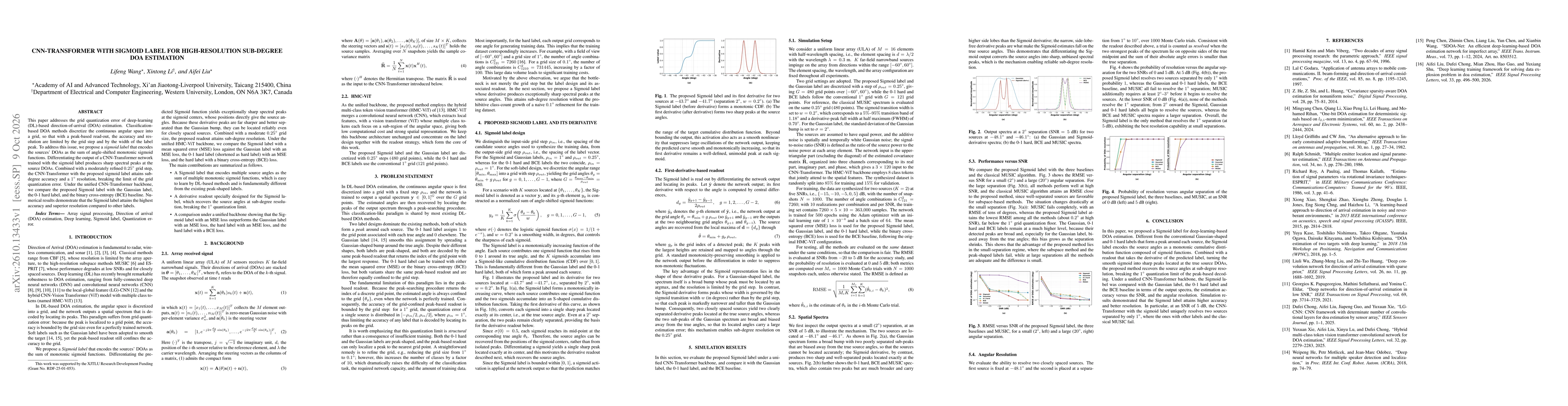 Thumbnail for CNN-Transformer with Sigmoid Label for High-Resolution Sub-Degree DOA Estimation