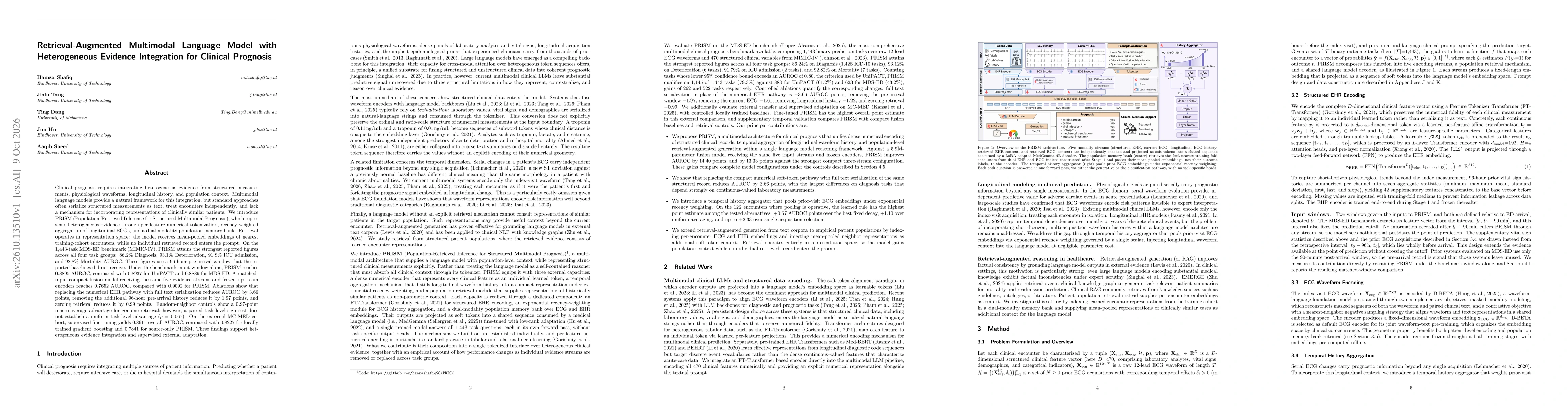 Thumbnail for Retrieval-Augmented Multimodal Language Model with Heterogeneous Evidence Integration for Clinical Prognosis