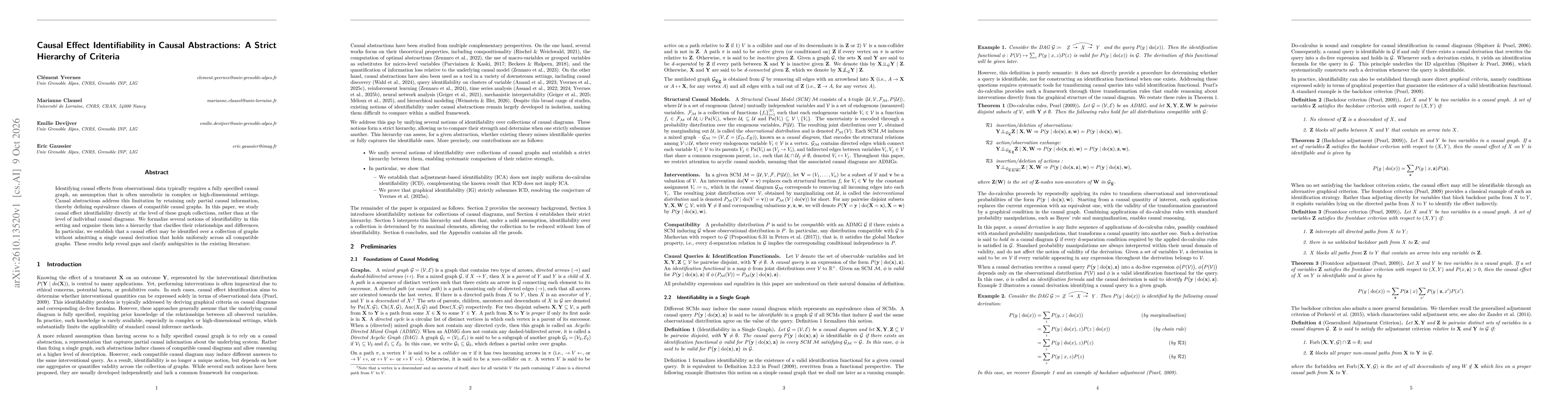 Thumbnail for Causal Effect Identifiability in Causal Abstractions: A Strict Hierarchy of Criteria