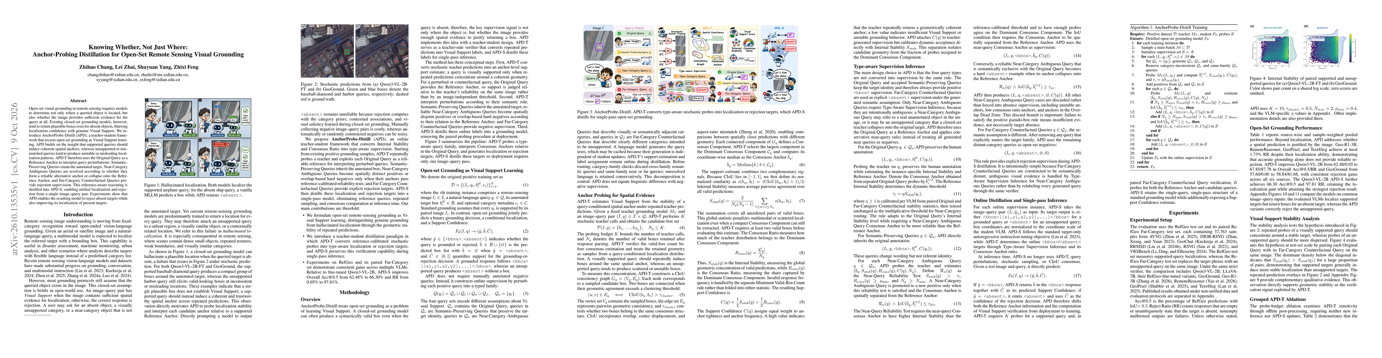 Thumbnail for Knowing Whether, Not Just Where: Anchor-Probing Distillation for Open-Set Remote Sensing Visual Grounding