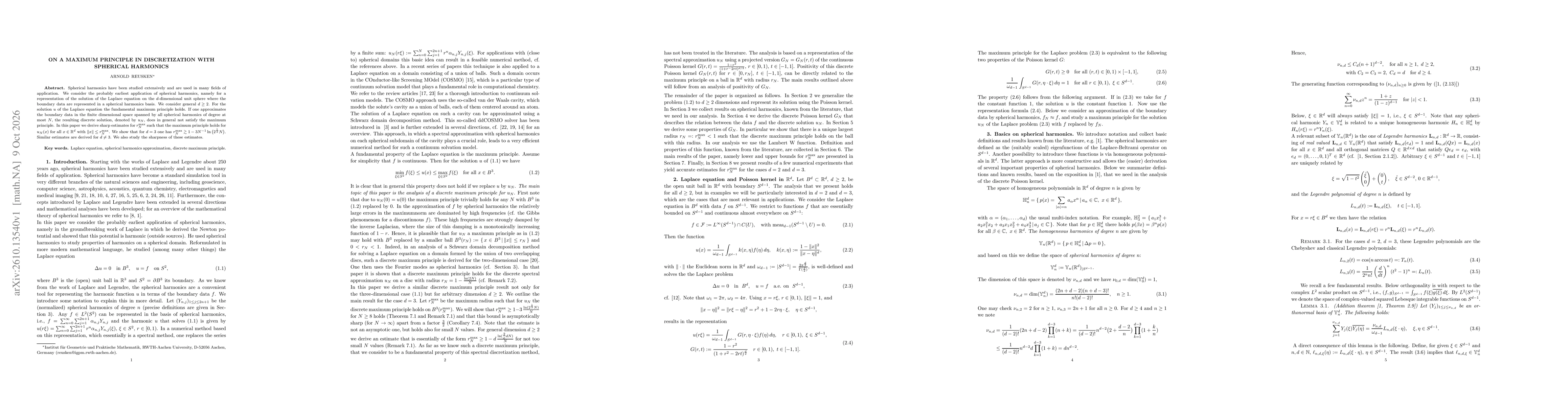 Thumbnail for On a maximum principle in discretization with spherical harmonics