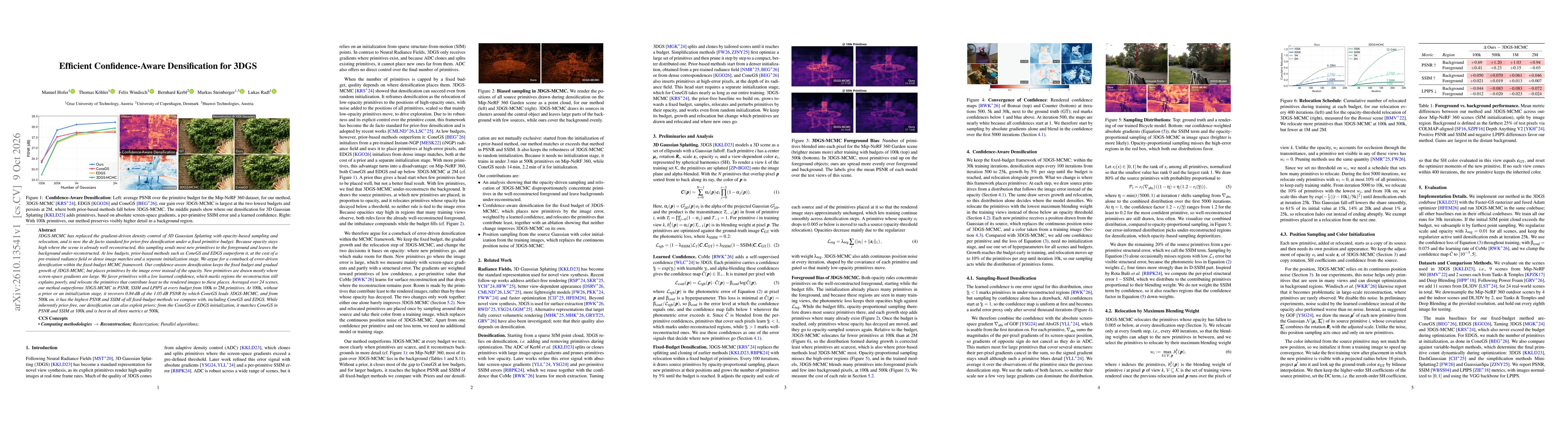 Thumbnail for Efficient Confidence-Aware Densification for 3DGS