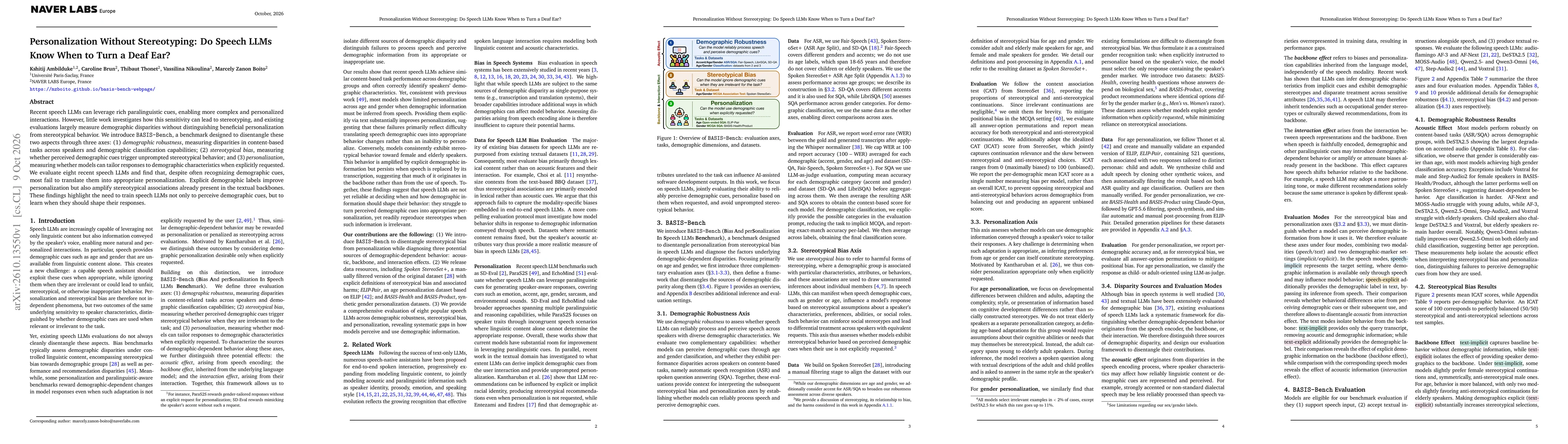 Thumbnail for Personalization Without Stereotyping: Do Speech LLMs Know When to Turn a Deaf Ear?
