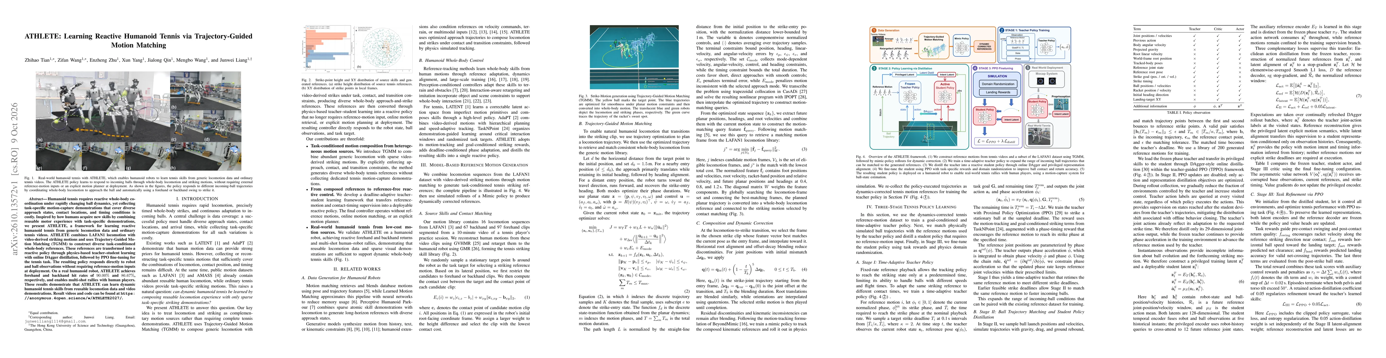 Thumbnail for ATHLETE: Learning Reactive Humanoid Tennis via Trajectory-Guided Motion Matching