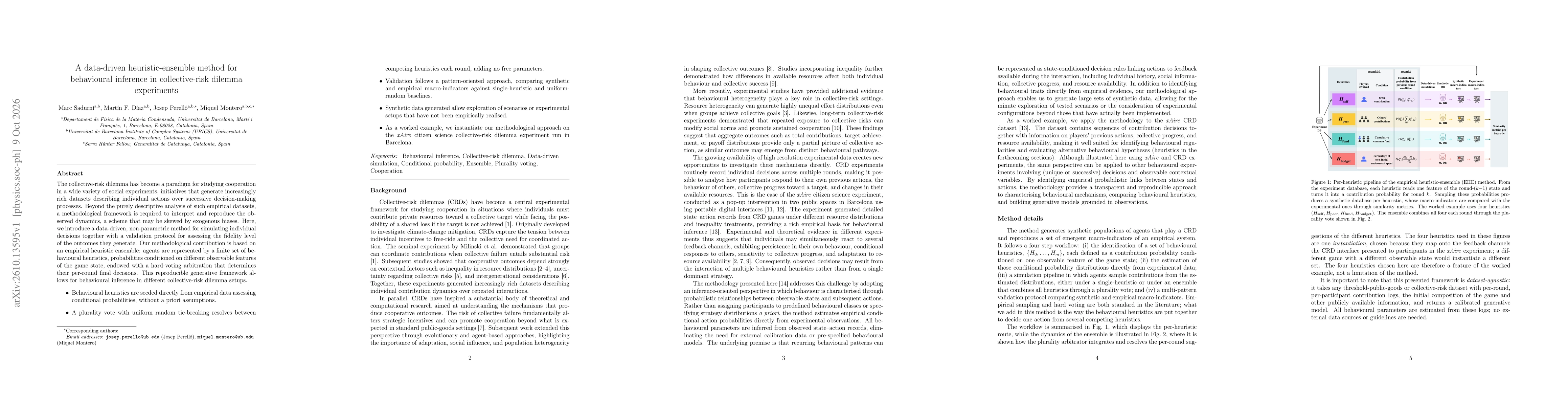 Thumbnail for A data-driven heuristic-ensemble method for behavioural inference in collective-risk dilemma experiments