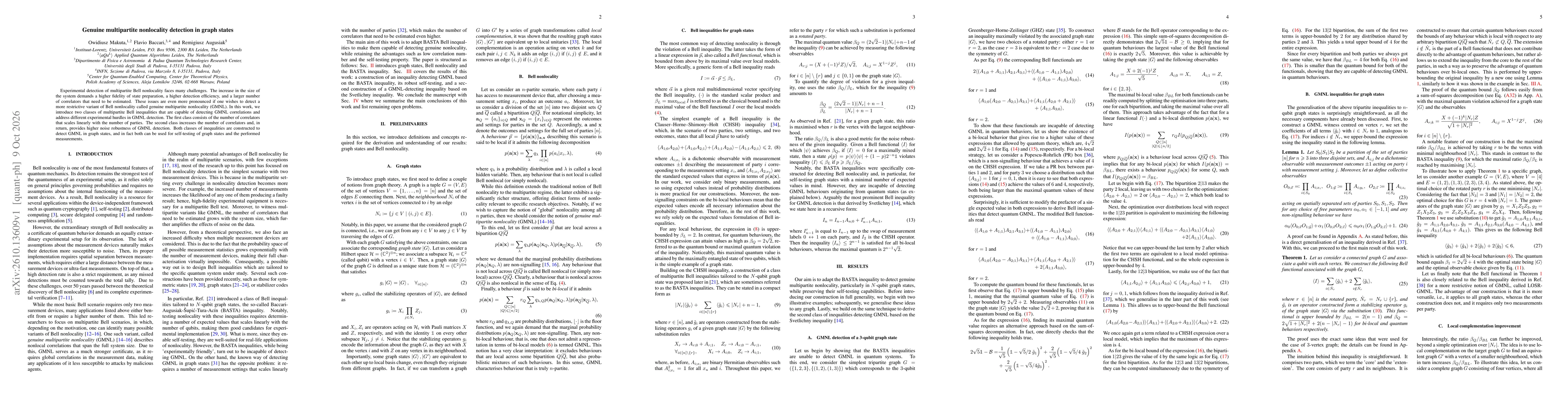 Thumbnail for Genuine multipartite nonlocality detection in graph states