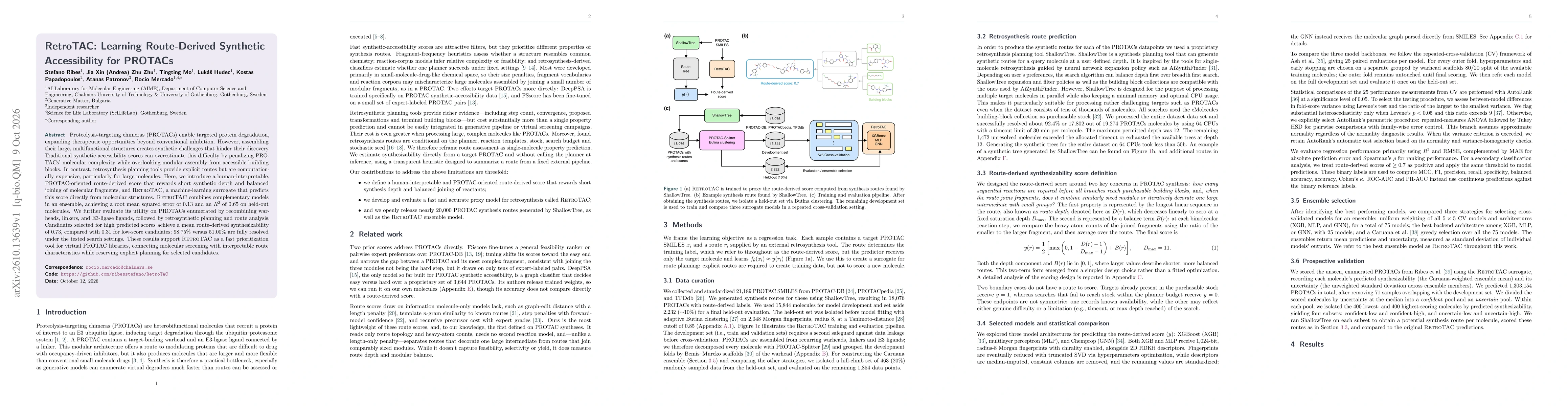 Thumbnail for RetroTAC: Learning Route-Derived Synthetic Accessibility for PROTACs