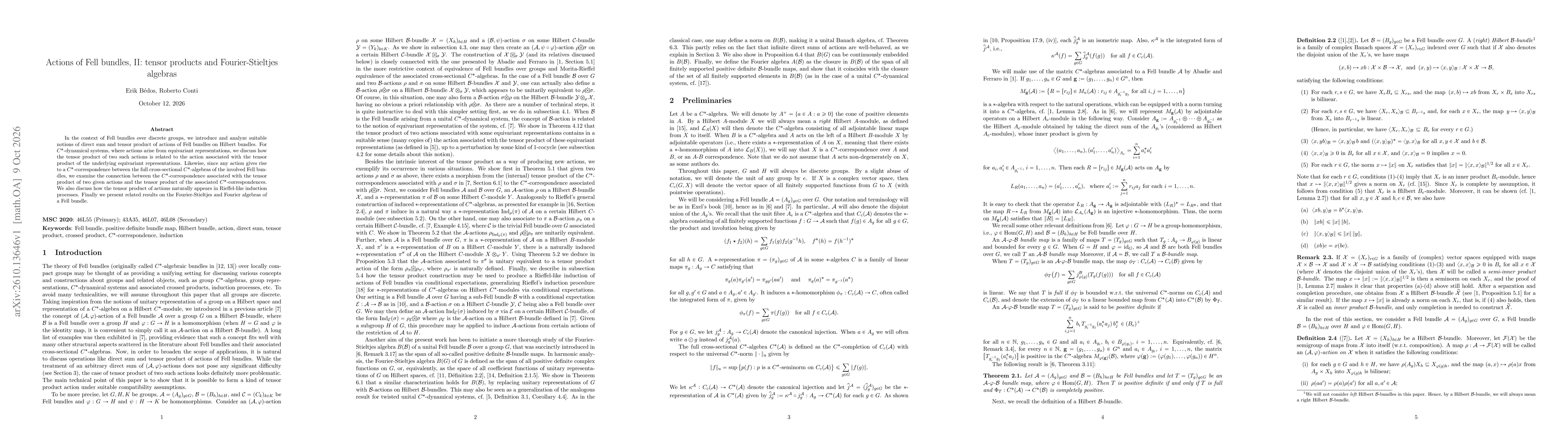 Thumbnail for Actions of Fell bundles, II: tensor products and Fourier-Stieltjes algebras