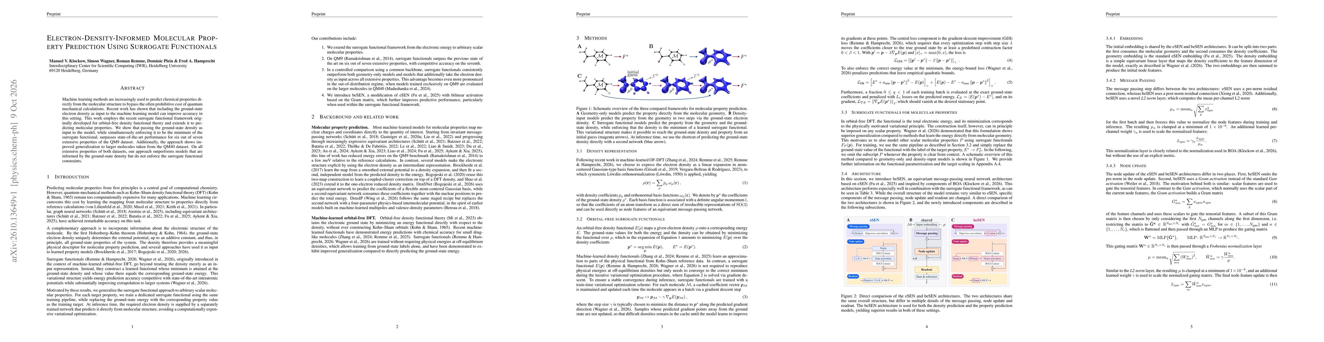 Thumbnail for Electron-Density-Informed Molecular Property Prediction Using Surrogate Functionals