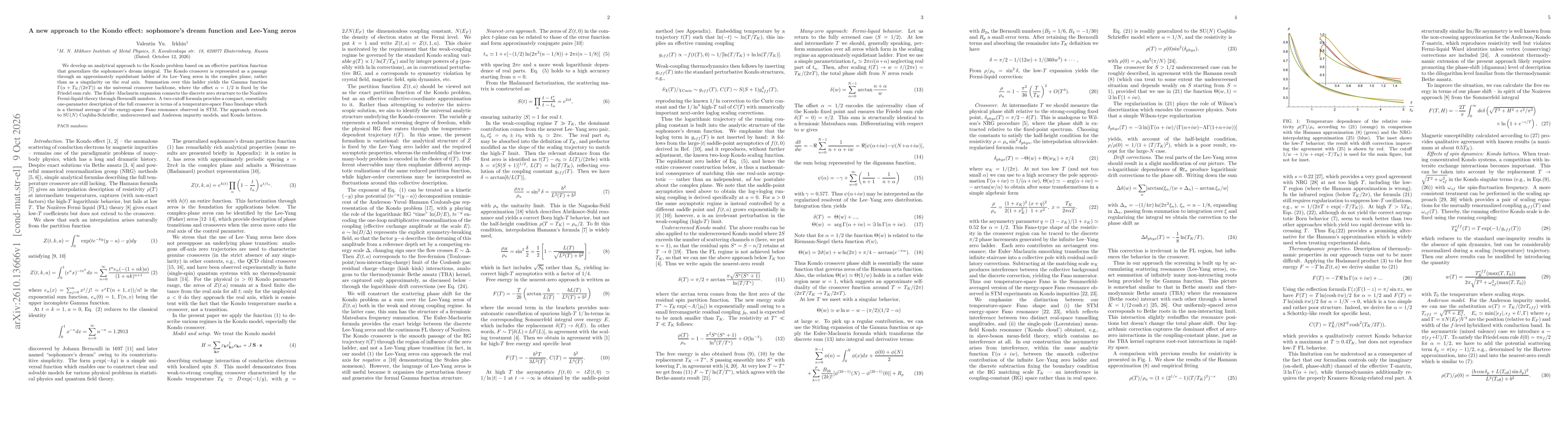 Thumbnail for A new approach to the Kondo effect: sophomore's dream function and Lee-Yang zeros