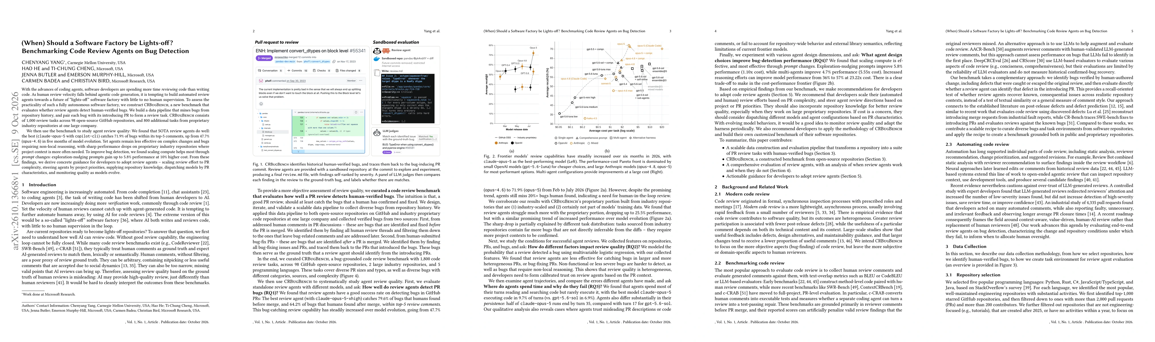 Thumbnail for (When) Should a Software Factory be Lights-off? Benchmarking Code Review Agents on Bug Detection