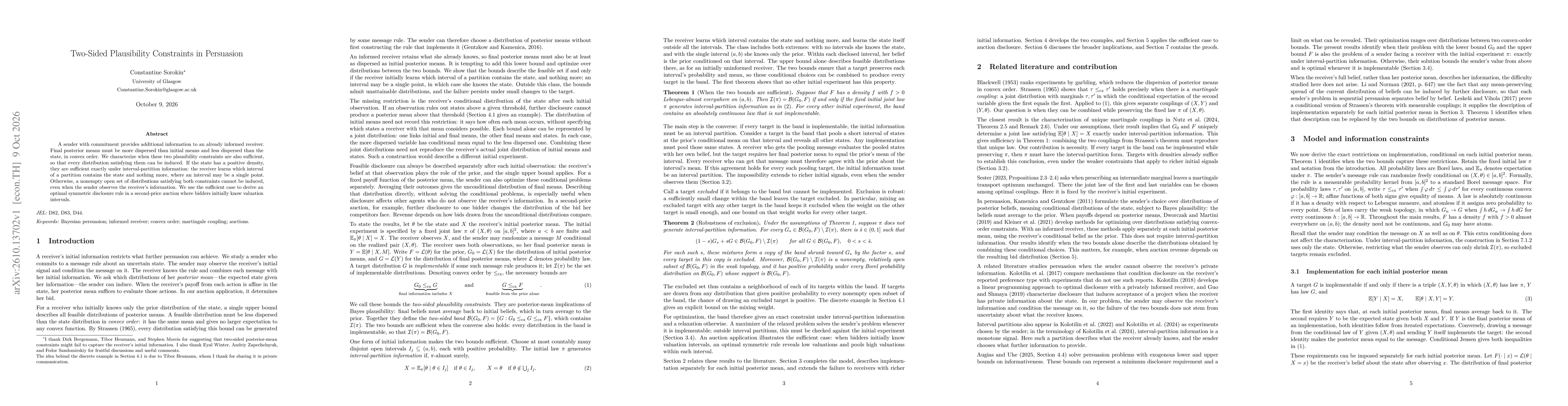 Thumbnail for Two-Sided Plausibility Constraints in Persuasion