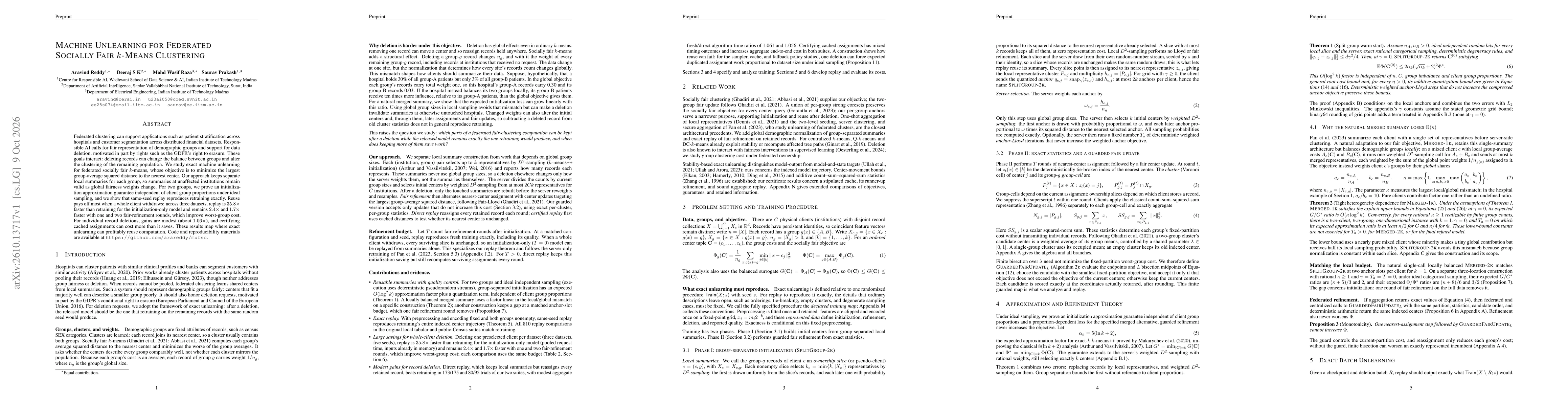 Thumbnail for Machine Unlearning for Federated Socially Fair k-Means Clustering