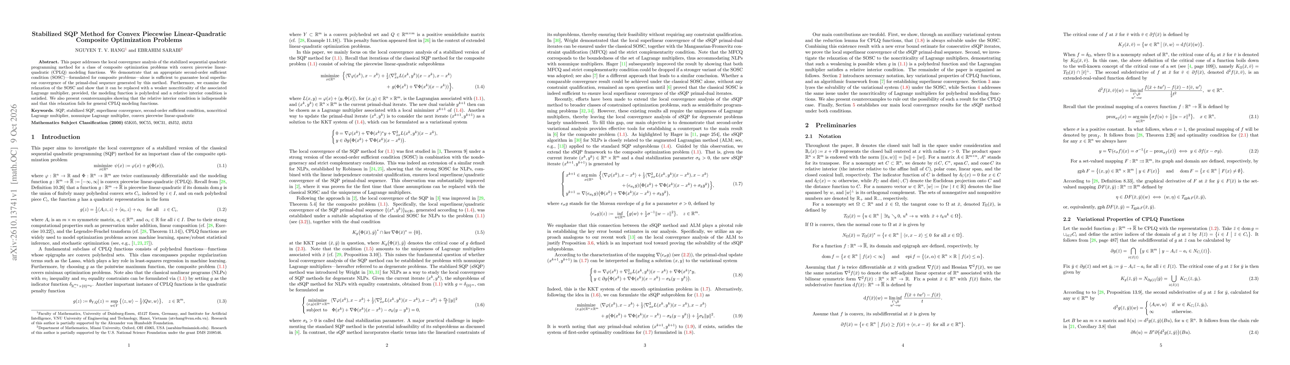 Thumbnail for Stabilized SQP Method for Convex Piecewise Linear-Quadratic Composite Optimization Problems