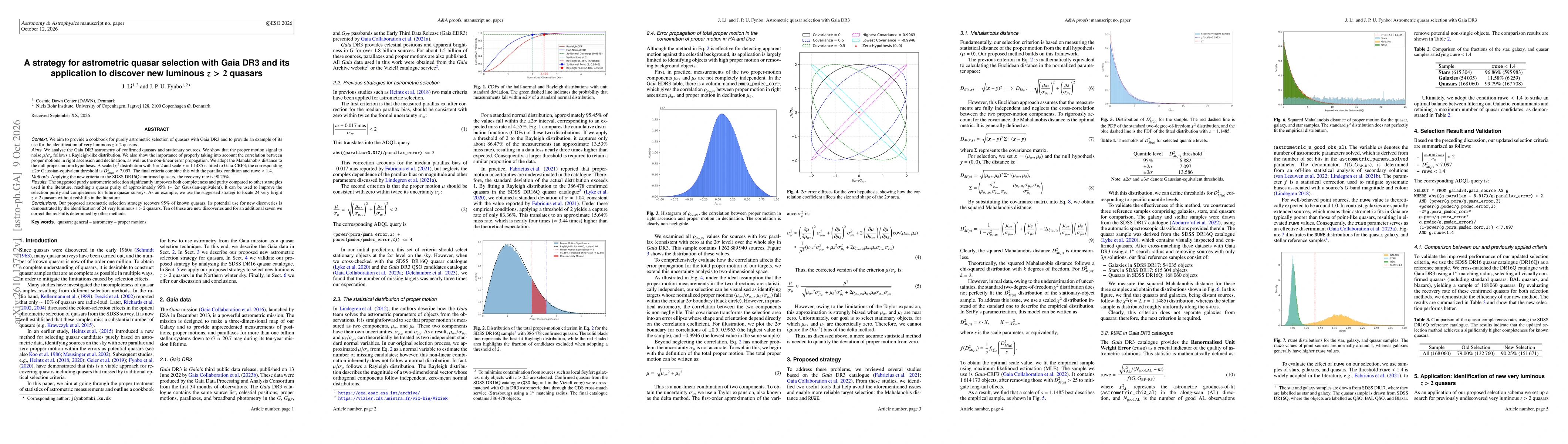 Thumbnail for A strategy for astrometric quasar selection with Gaia DR3 and its application to discover new luminous $z>2$ quasars