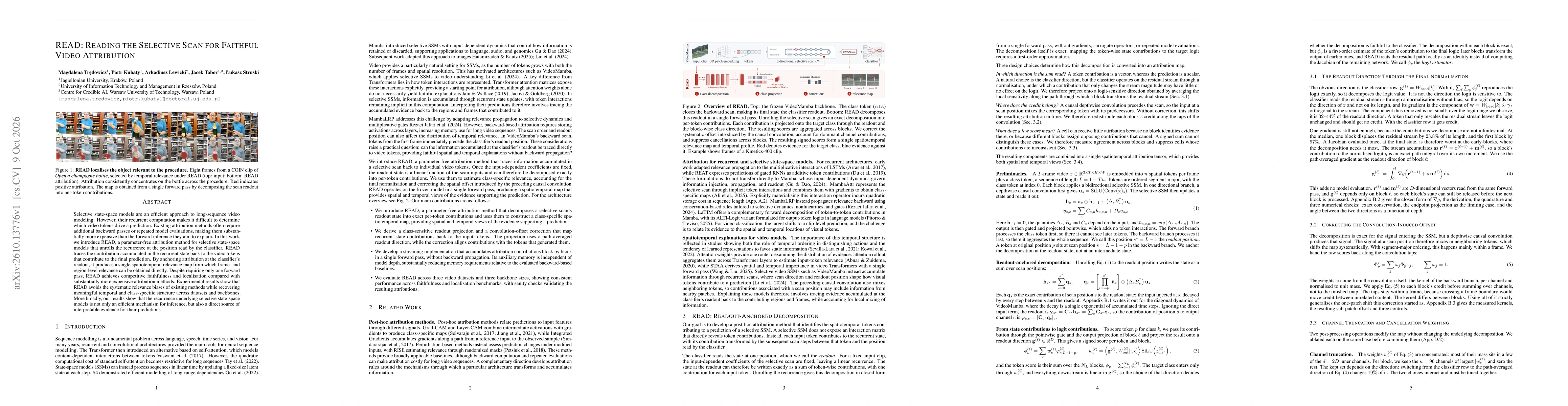 Thumbnail for READ: Reading the Selective Scan for Faithful Video Attribution