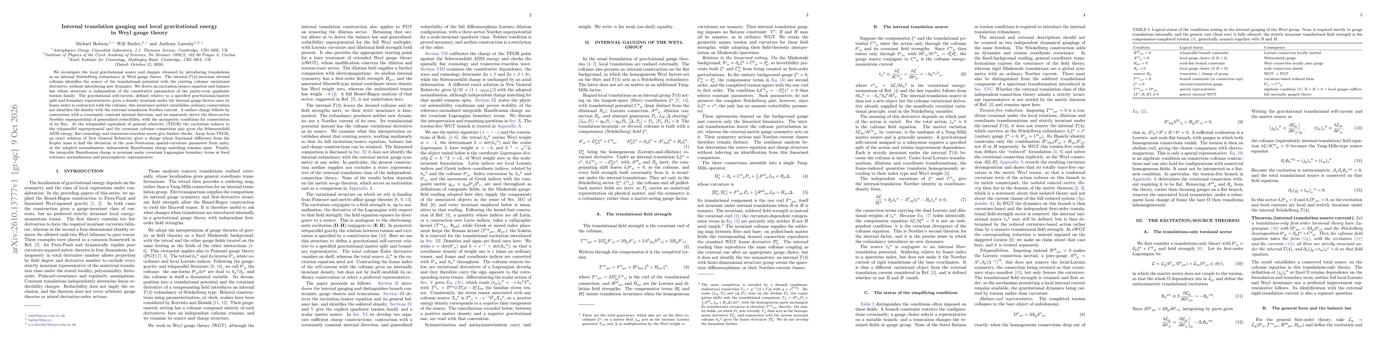 Thumbnail for Internal translation gauging and local gravitational energy in Weyl gauge theory