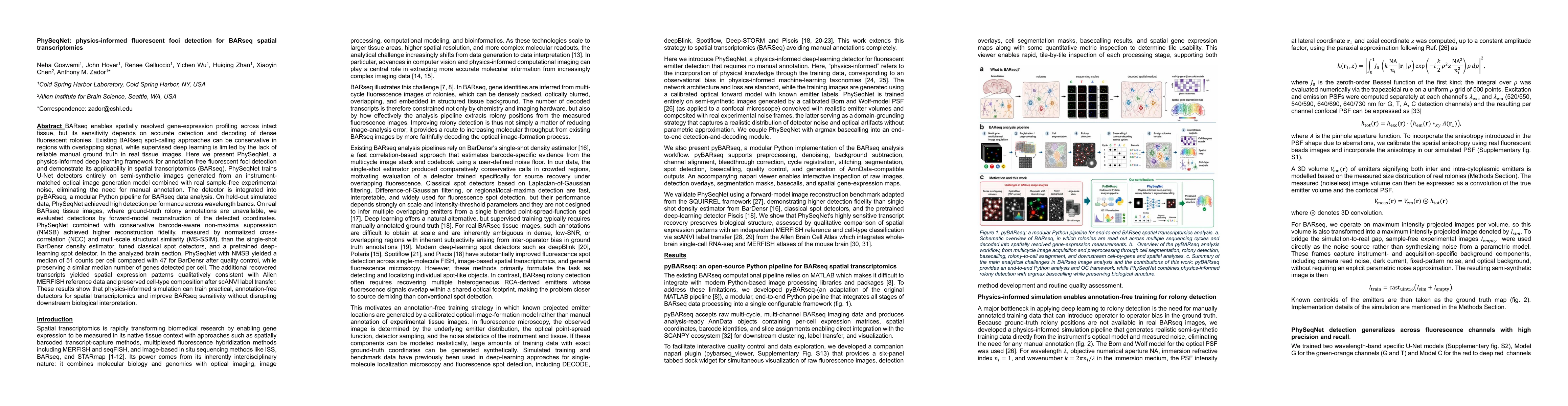 Thumbnail for PhySeqNet: physics-informed fluorescent foci detection for BARseq spatial transcriptomics