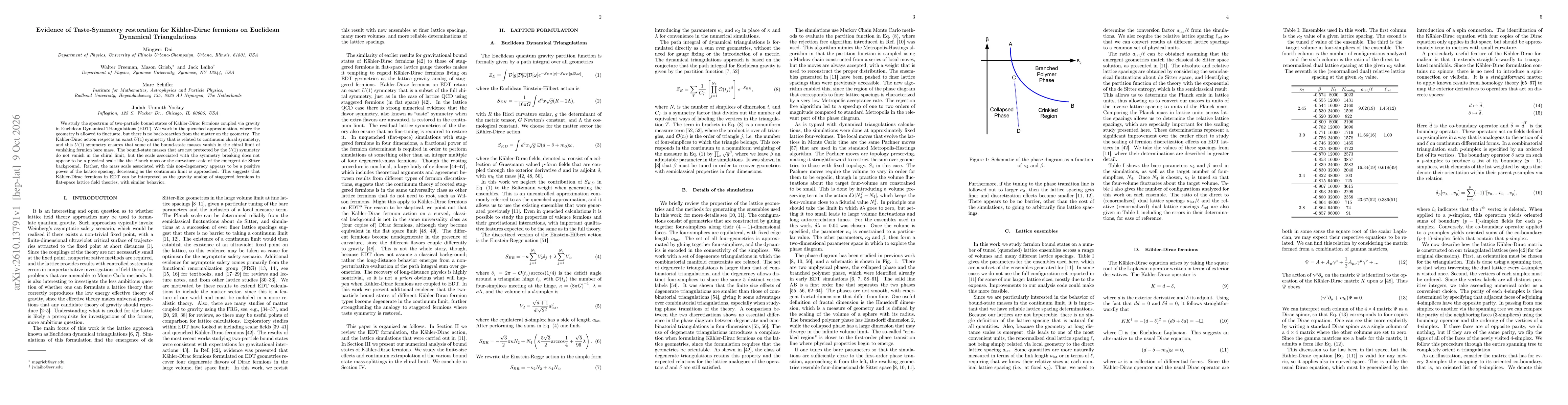 Thumbnail for Evidence of Taste-Symmetry restoration for Kähler-Dirac fermions on Euclidean Dynamical Triangulations