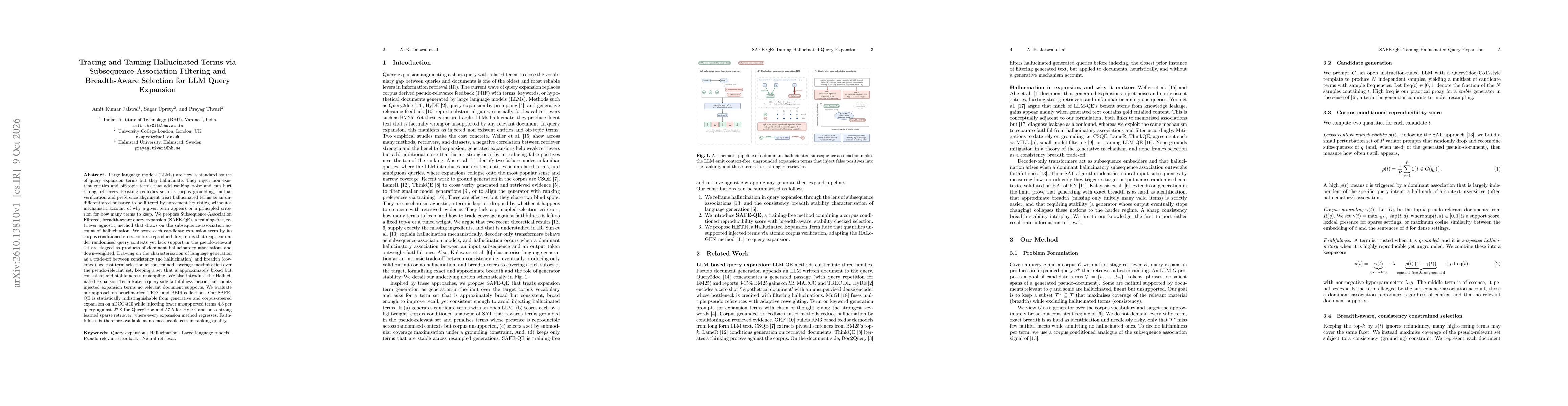 Thumbnail for Tracing and Taming Hallucinated Terms via Subsequence-Association Filtering and Breadth-Aware Selection for LLM Query Expansion