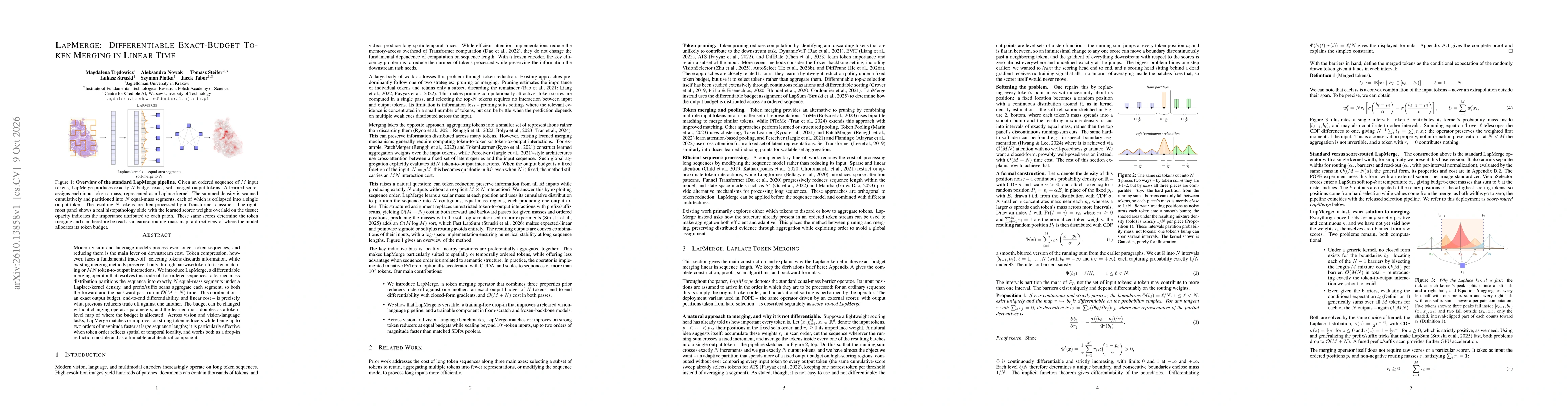 Thumbnail for LapMerge: Differentiable Exact-Budget Token Merging in Linear Time