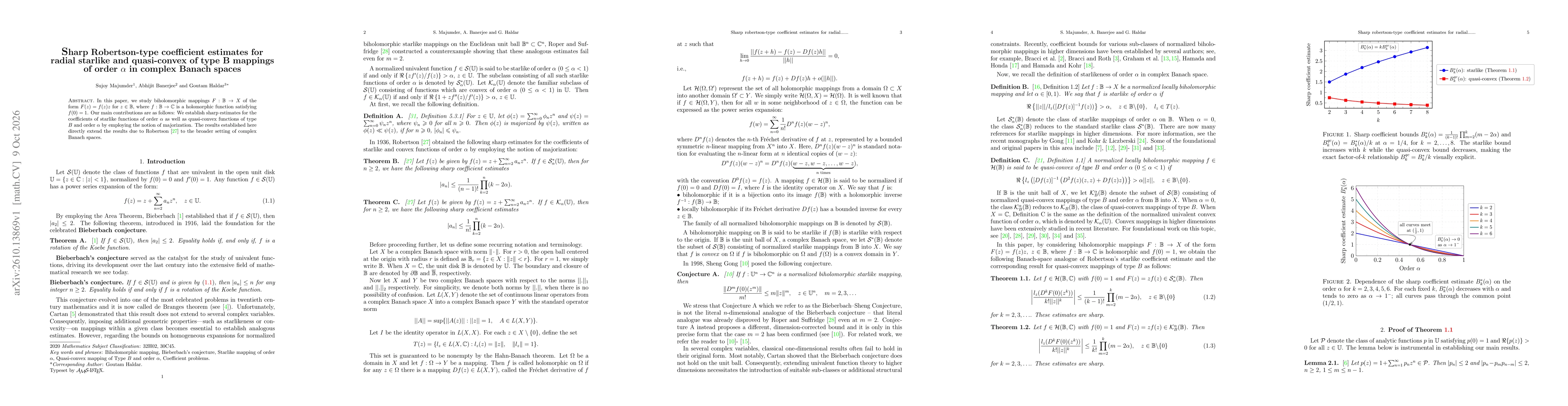 Thumbnail for Sharp Robertson-type coefficient estimates for radial starlike and quasi-convex of type B mappings of order α in complex Banach spaces
