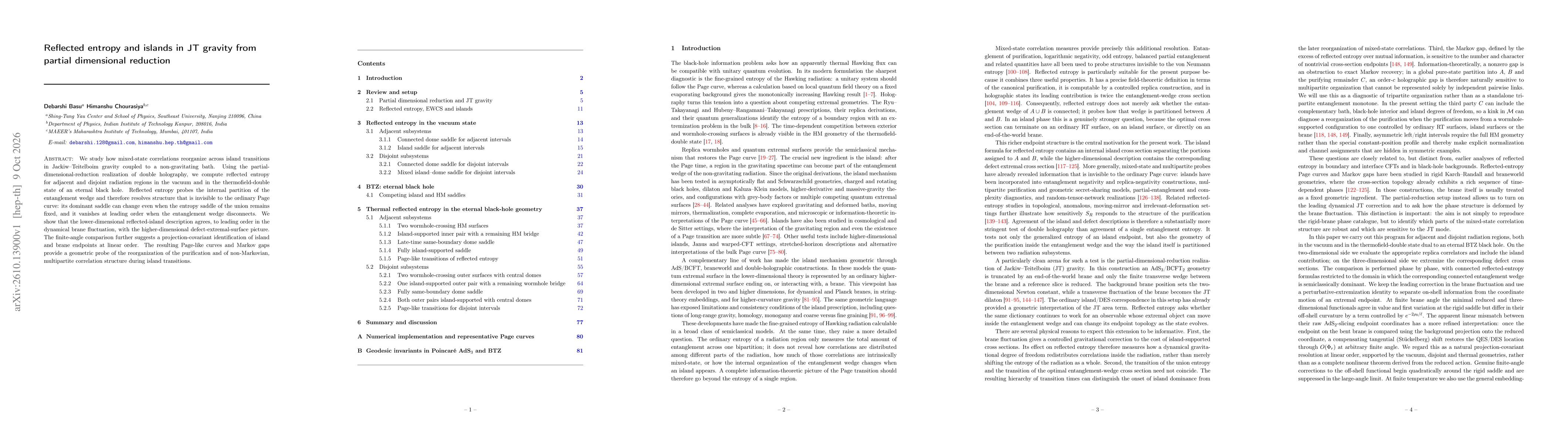 Thumbnail for Reflected entropy and islands in JT gravity from partial dimensional reduction