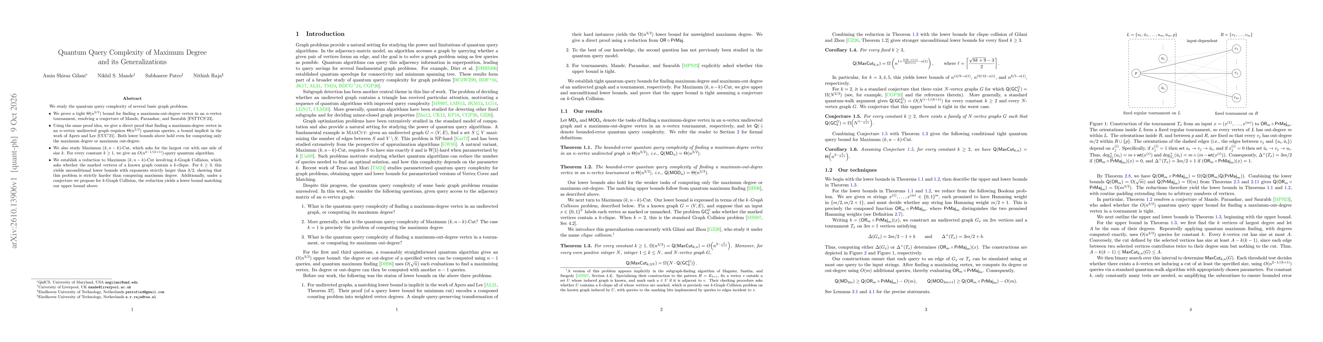 Thumbnail for Quantum Query Complexity of Maximum Degree and its Generalizations