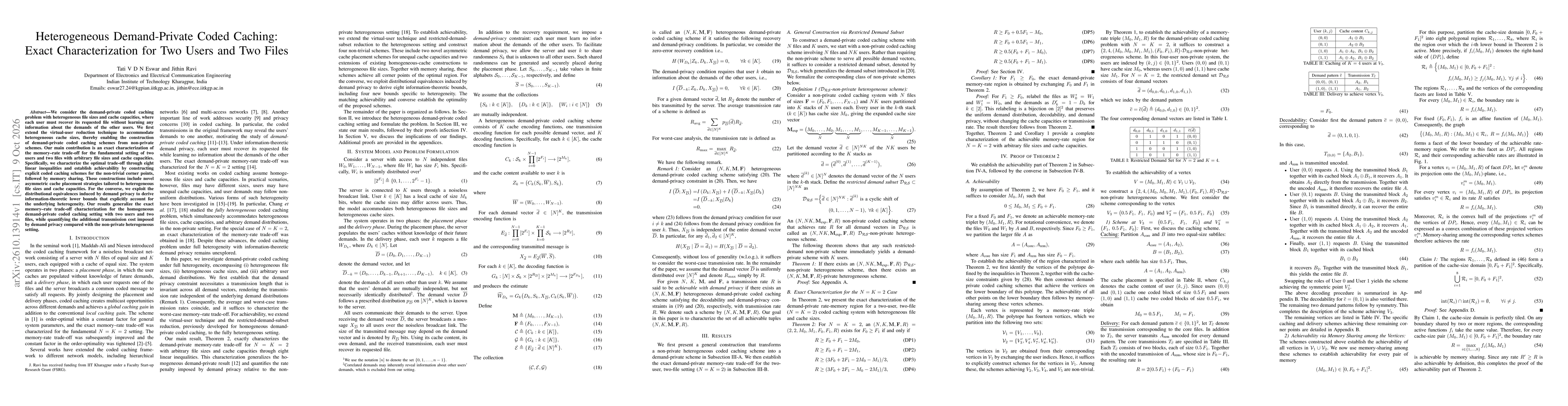 Thumbnail for Heterogeneous Demand-Private Coded Caching: Exact Characterization for Two Users and Two Files