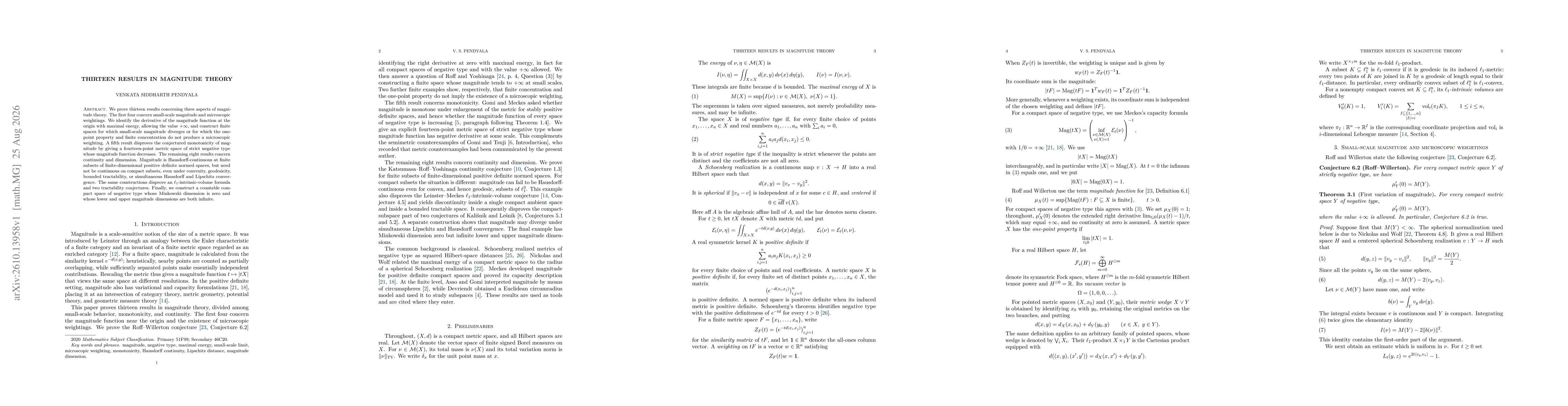 Thumbnail for Thirteen Results in Magnitude Theory