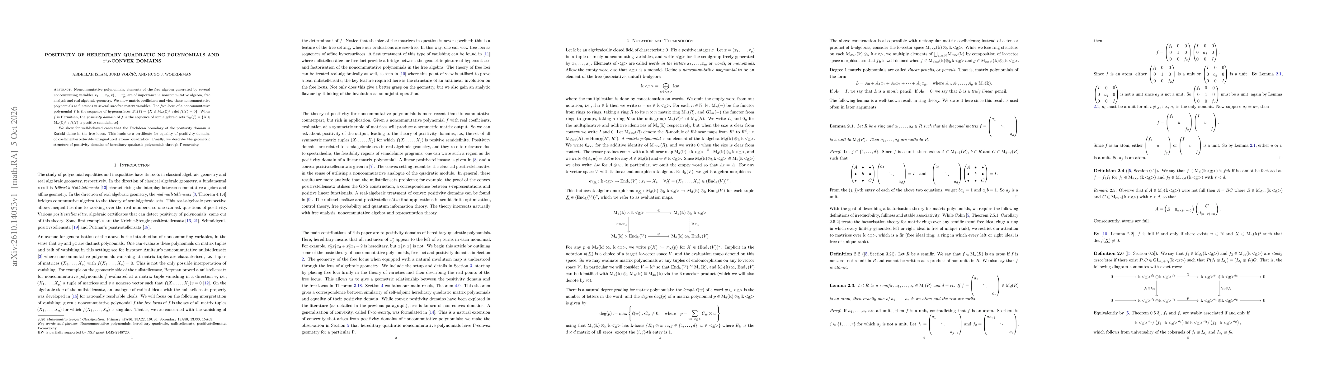 Thumbnail for Hereditary NC Polynomials & Positivity Domains