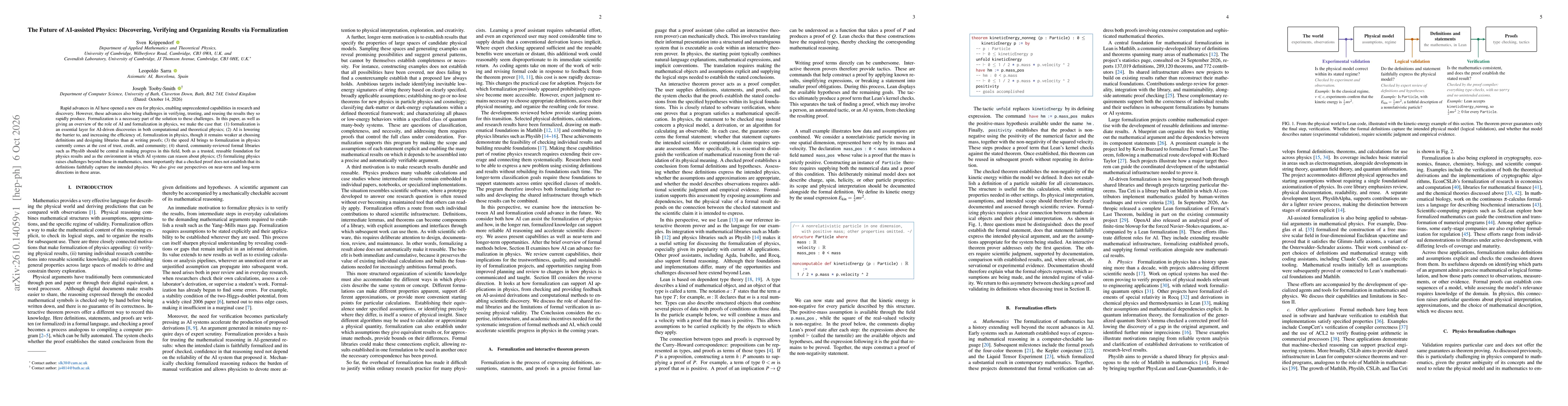 Thumbnail for The Future of AI-assisted Physics: Discovering, Verifying and Organizing Results via Formalization