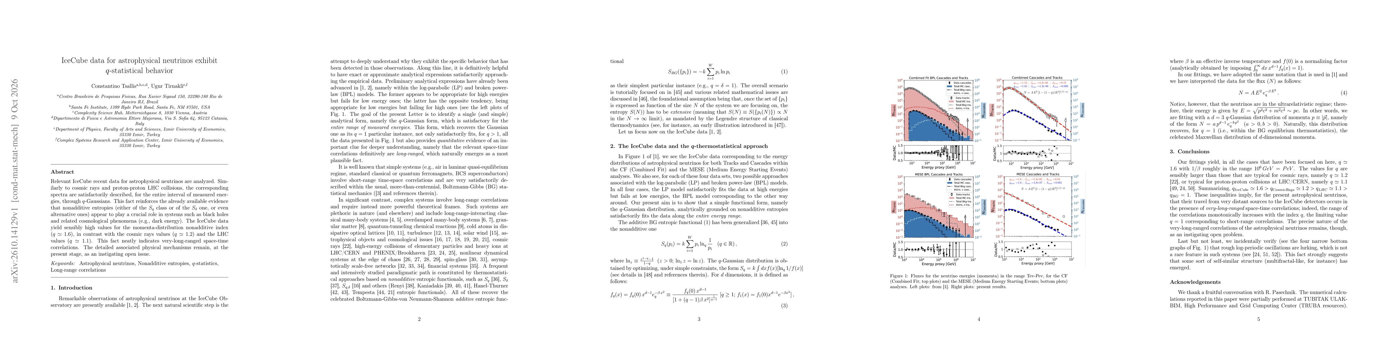 Thumbnail for IceCube data for astrophysical neutrinos exhibit q-statistical behavior