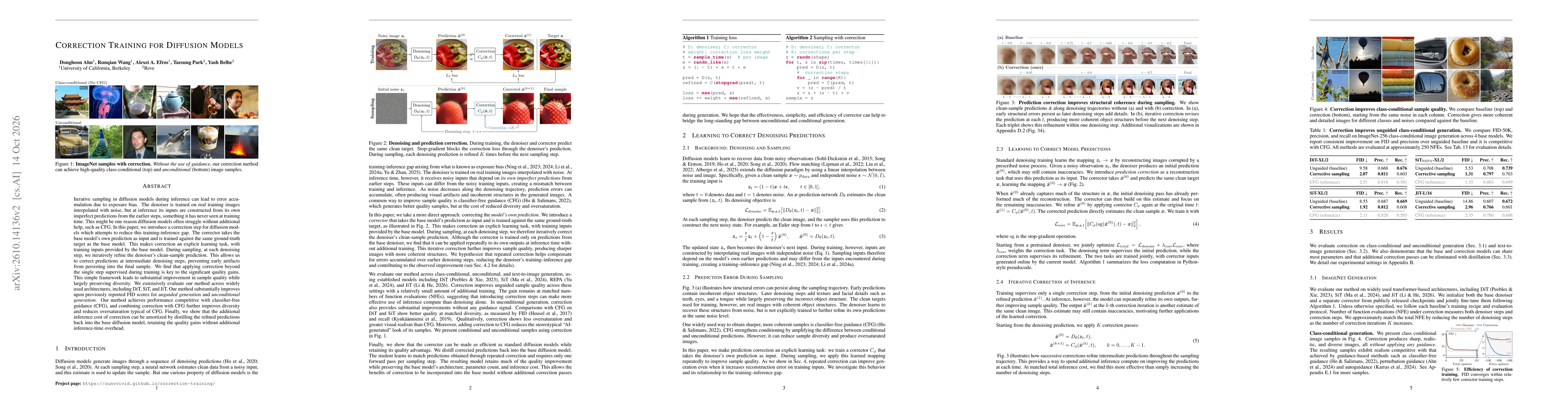 Thumbnail for Correction Training for Diffusion Models