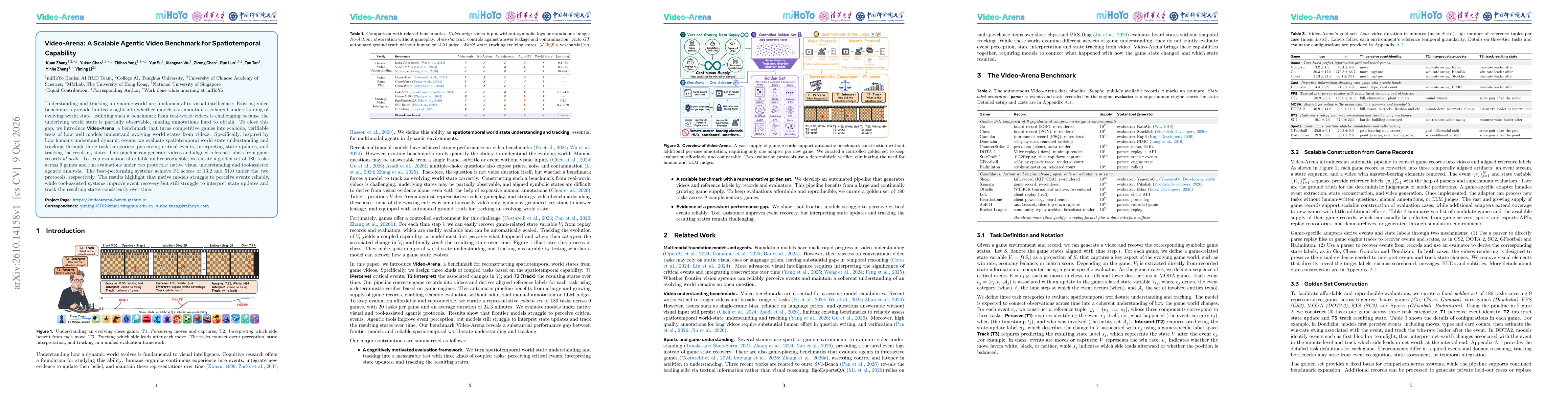 Thumbnail for Video-Arena: A Scalable Agentic Video Benchmark for Spatiotemporal Capability
