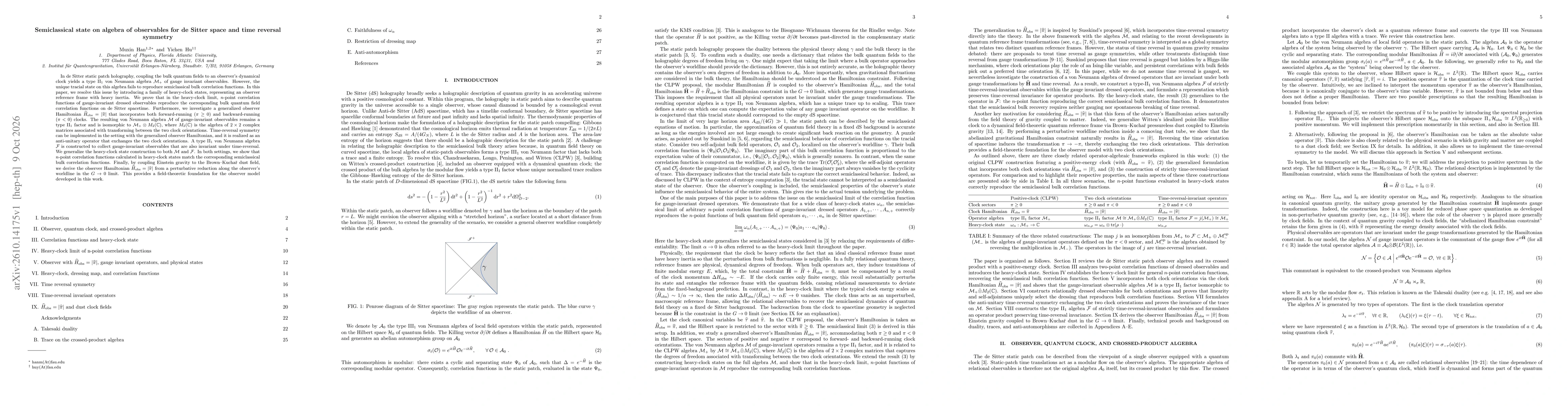 Thumbnail for Semiclassical state on algebra of observables for de Sitter space and time reversal symmetry