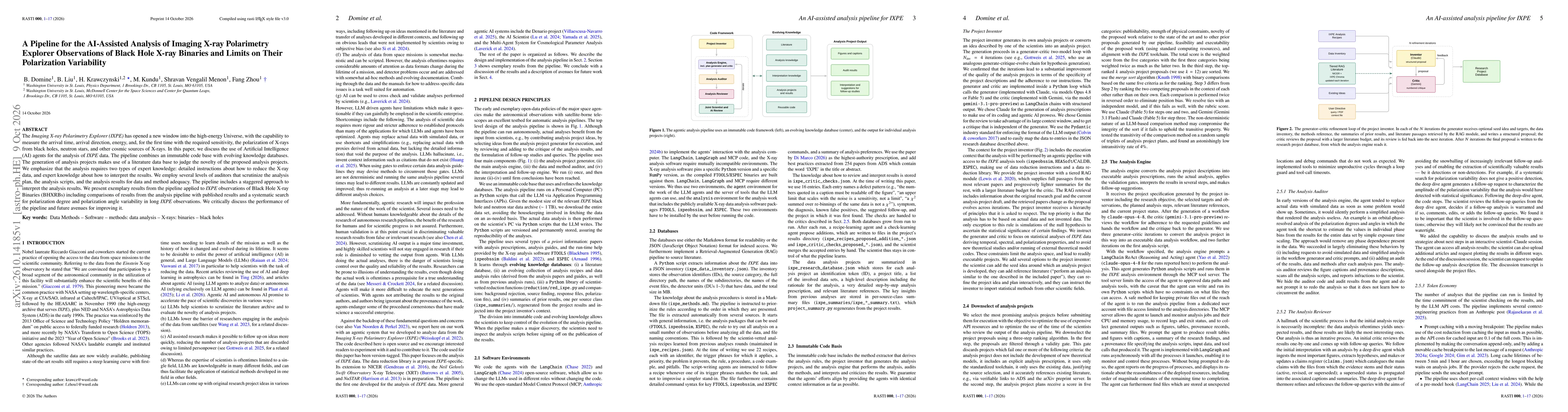 Thumbnail for A Pipeline for the AI-Assisted Analysis of Imaging X-ray Polarimetry Explorer Observations of Black Hole X-ray Binaries and Limits on Their Polarization Variability