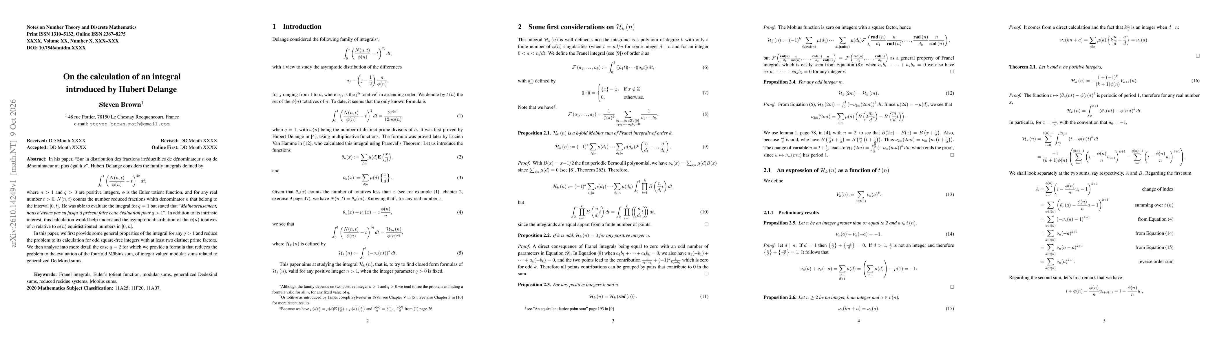 Thumbnail for On the calculation of an integral introduced by Hubert Delange