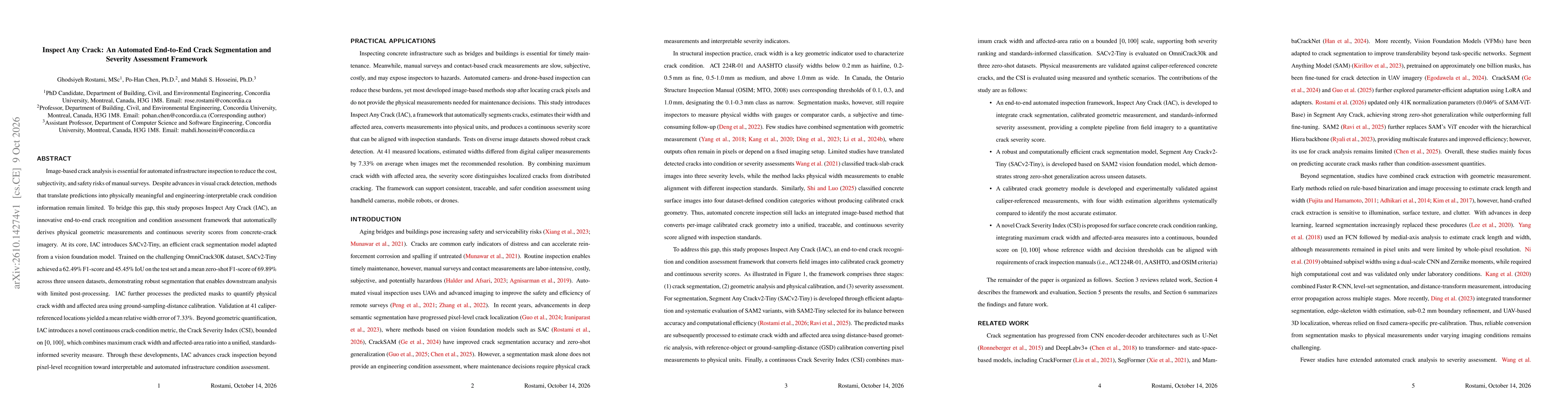 Thumbnail for Inspect Any Crack: An Automated End-to-End Crack Segmentation and Severity Assessment Framework