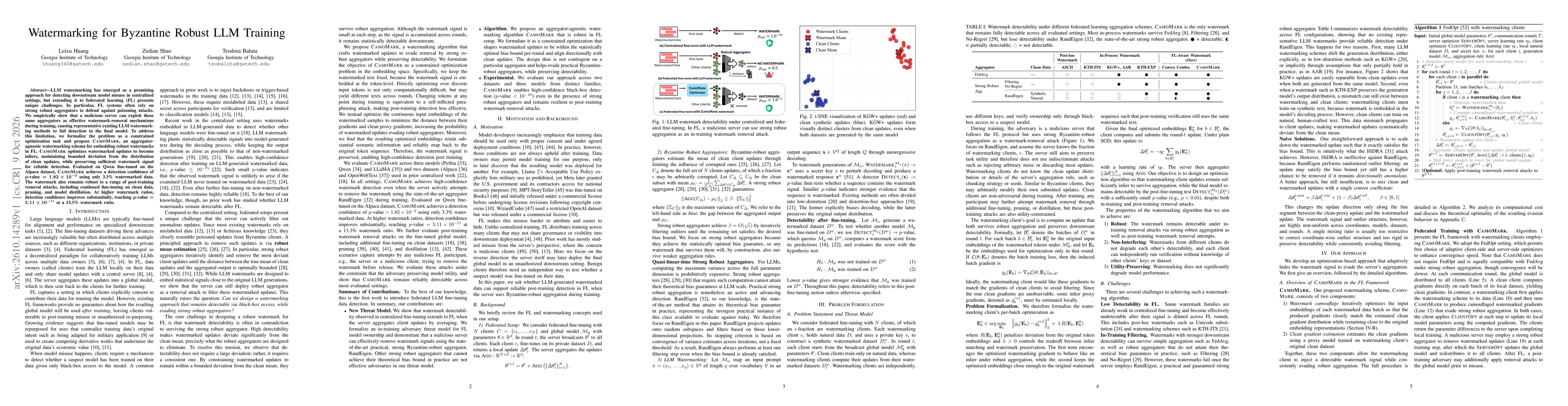 Thumbnail for Watermarking for Byzantine Robust LLM Training