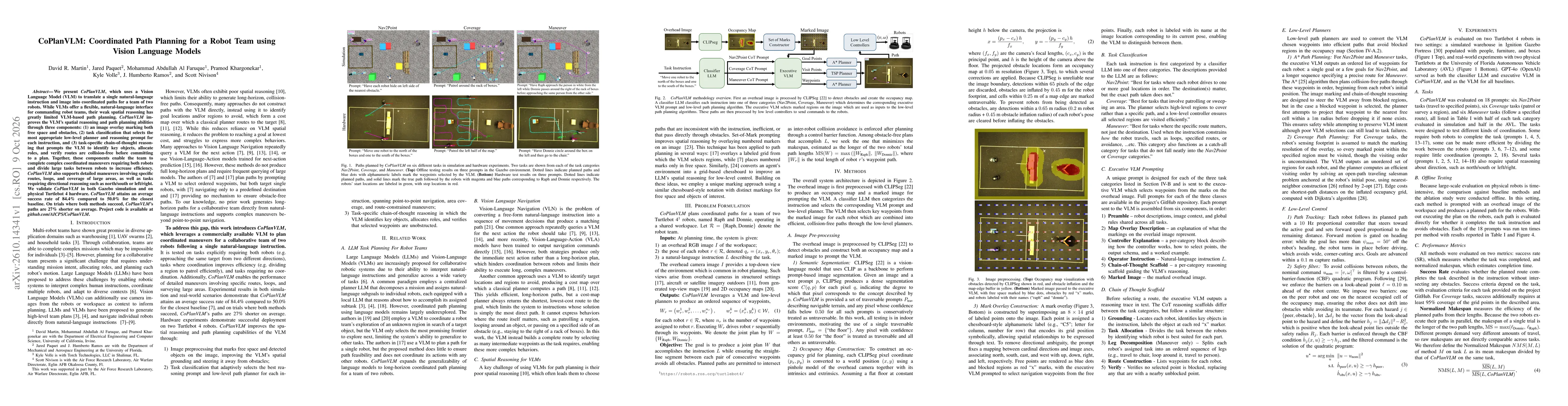Thumbnail for CoPlanVLM: Coordinated Path Planning for a Robot Team using Vision Language Models