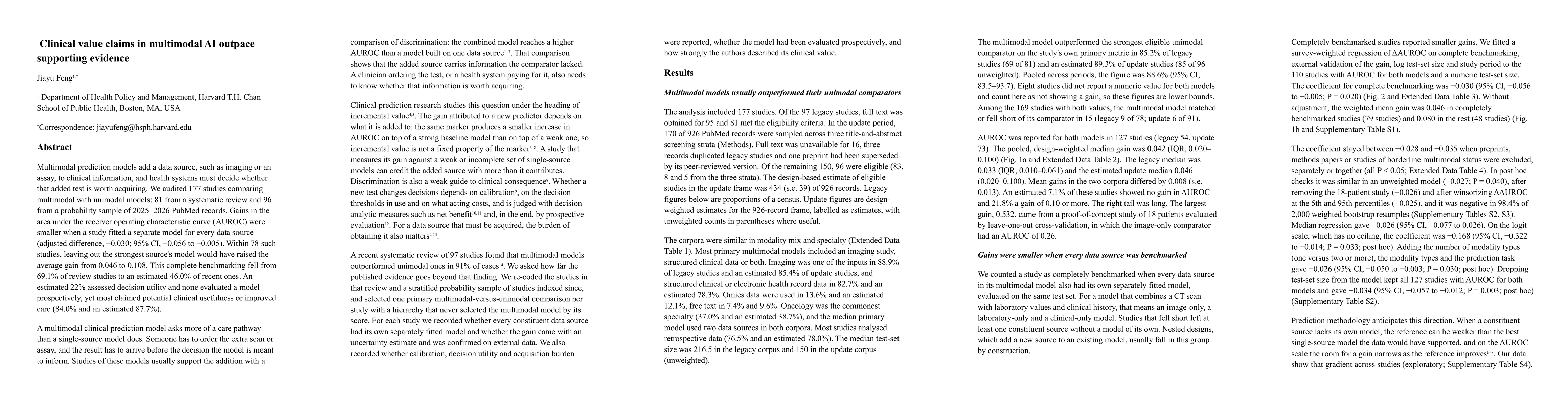 Thumbnail for Clinical value claims in multimodal AI outpace supporting evidence