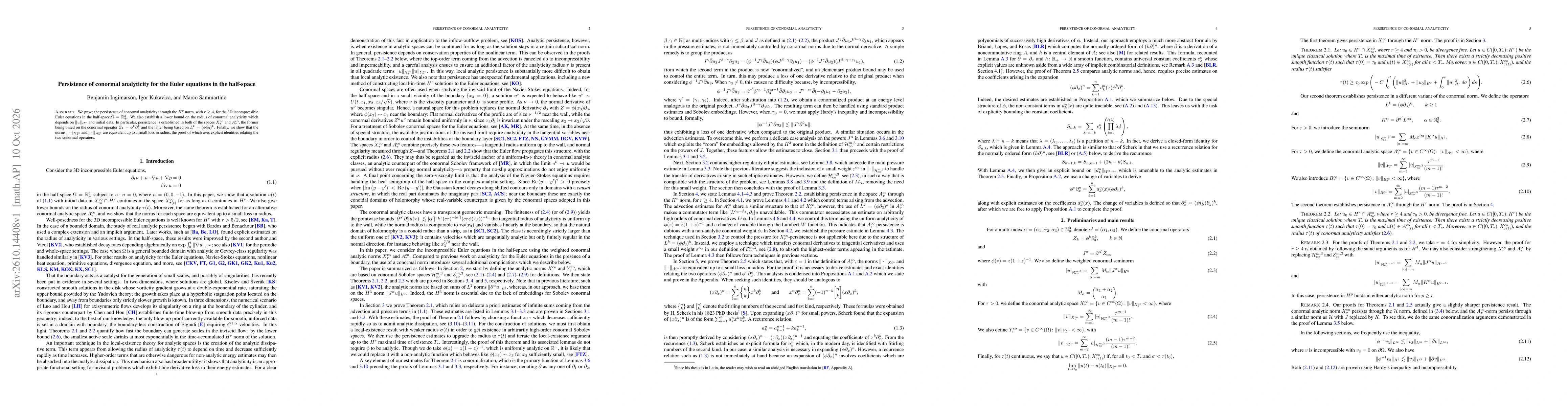 Thumbnail for Persistence of conormal analyticity for the Euler equations in the half-space