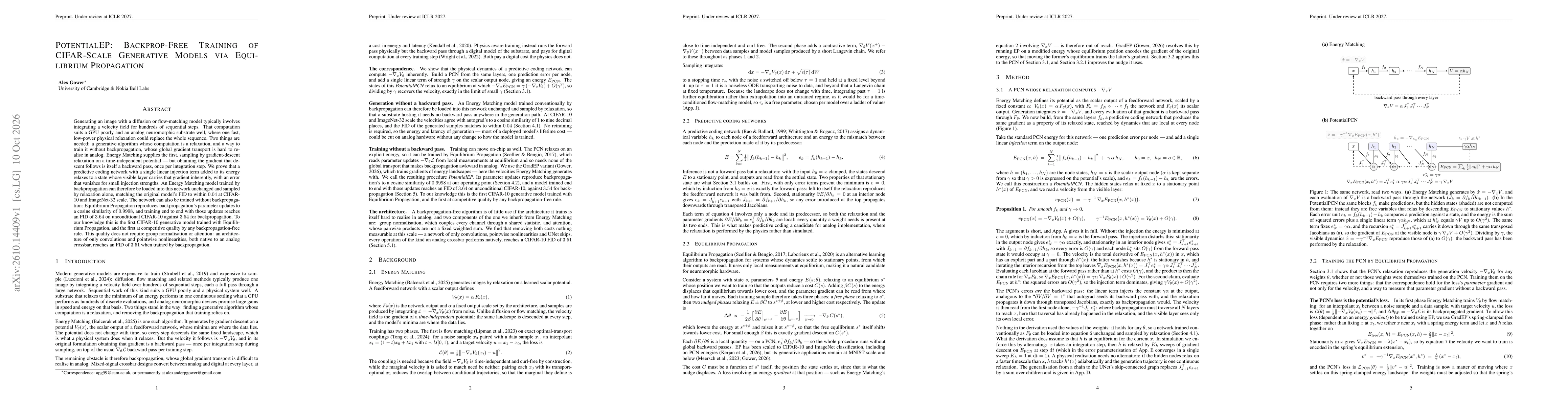 Thumbnail for PotentialEP: Backprop-Free Training of CIFAR-Scale Generative Models via Equilibrium Propagation