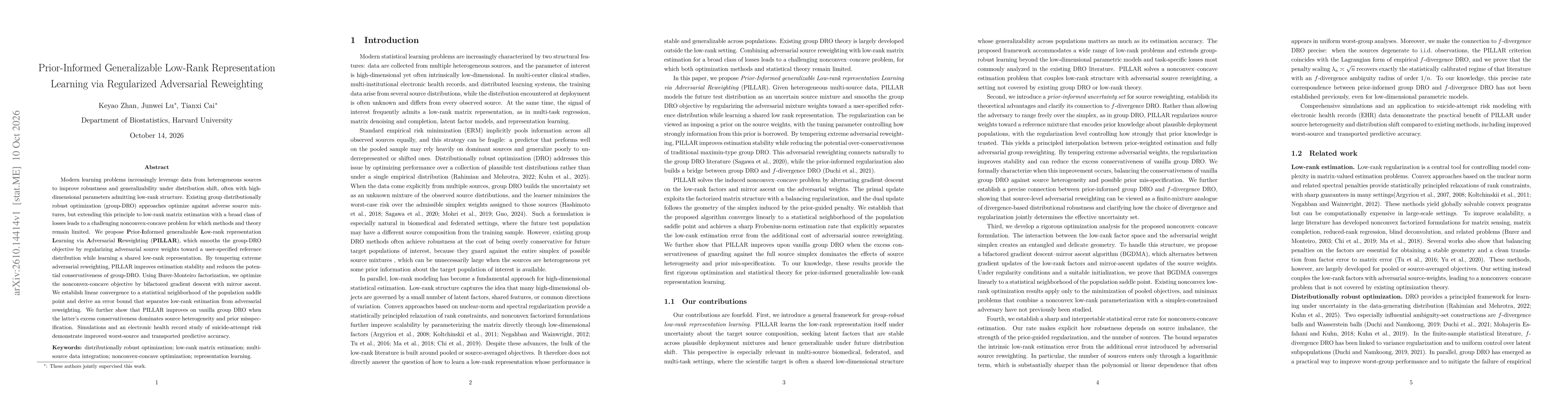 Thumbnail for Prior-Informed Generalizable Low-Rank Representation Learning via Regularized Adversarial Reweighting