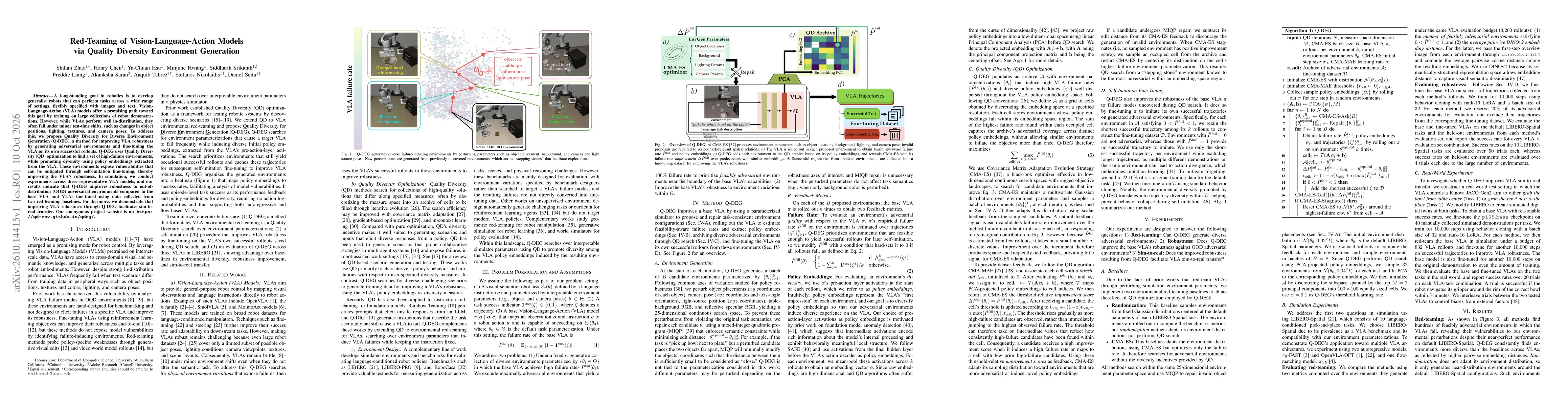 Thumbnail for Red-Teaming of Vision-Language-Action Models via Quality Diversity Environment Generation